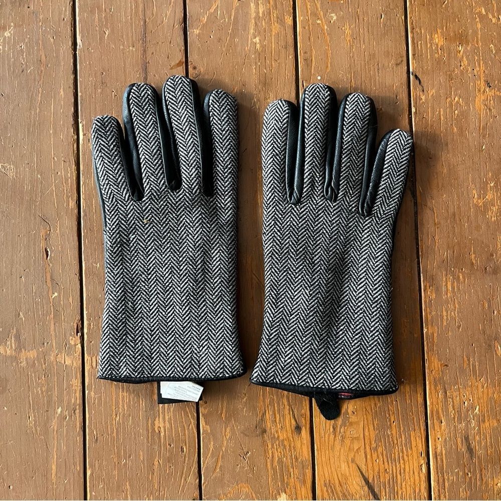Leather Herringbone Insulated Gloves